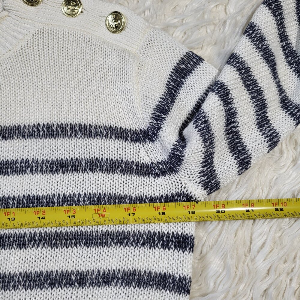 J.Crew Relaxed Linen Beach Sweater With Gold Shoulder Buttons - XS - Picture 12 of 14